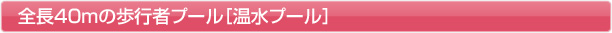 全長40mの歩行者プール［温水プール］